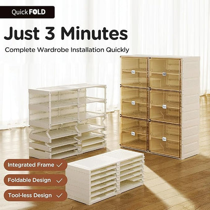 ANTBOX Portable Shoe Rack Organizer for Closet Entryway, Stackable Sneaker Storage Shoe Cabinet with Magnetic Clear Door, Large Plastic Storage containers Bins with Lids 9 Tiers 36 Pairs