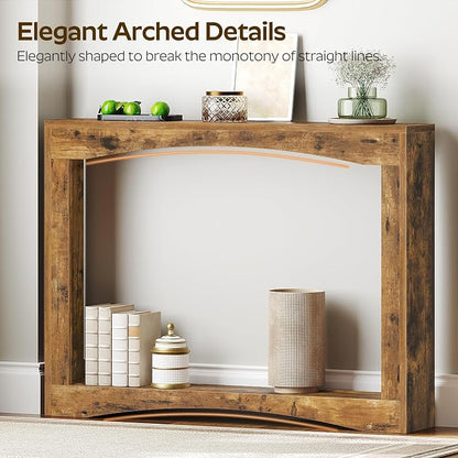 YATINEY Narrow Console Table, 5.9'' Thin Entryway Table, Behind Couch Table for Small Spaces, Small Farmhouse Hallway Table, for Living Room, Hallway, Foyer, Rustic Brown CT19RR