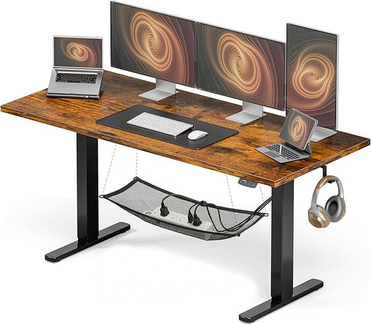 Acrolix Electric Standing Desk, Height Adjustable Home Office Desk with Memory Presets & Cable Management,Rustic Brown Sit Stand Desk for Work from Home, Ergonomic Computer Desk (63" x 24")