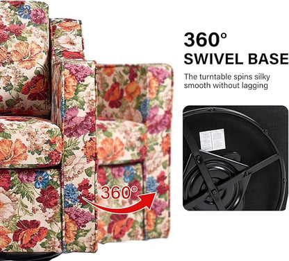 Swivel Accent Chair, Modern Round Barrel Arm Chair for Living Room, Bedroom, Comfy Club Reading Chairs for Adults (Beige Floral, Set of 2)