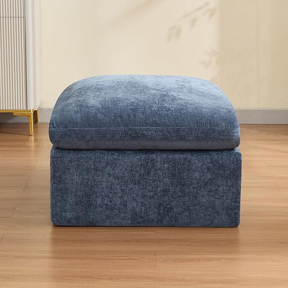 WUTUTUEE 33.5'' Cloud Ottoman for Modular Sofa, Comfy Chenille Upholstered Footrest with Memory Foam, Fully Compressed Packaging, Oversized Ottoman Bench for Living Room or Small Space, Blue