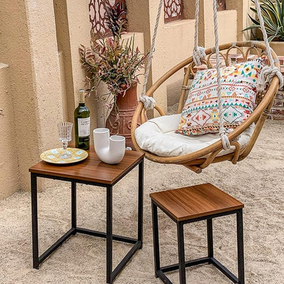 Vipush Nesting Tables Coffee Table Set of 2 - End Tables Living Room Small Side Tables Modern Farmhouse Sturdy Metal Frame Wood Desk