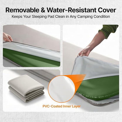 OGERY Self-Inflating Sleeping Pad with Built-in Foot Pump, 3" Memory Camping Mattress Pad, Quiet & 9.5 R-Value Insulated Sleeping Mat Camping Essential Gear for Car Tent Camping