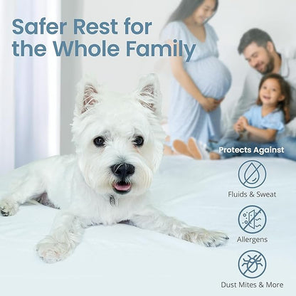 SafeRest Waterproof Twin Size Mattress Protector - Fitted with Stretchable Pockets - Machine Washable Cotton Blend Mattress Cover for Bed