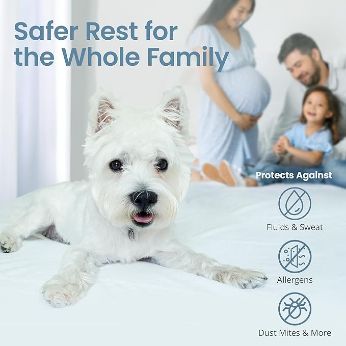SafeRest Waterproof Twin XL Size Mattress Protector - Fitted with Stretchable Pockets - Machine Washable Cotton Blend Mattress Cover for Bed