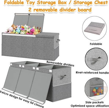 Extra Large Toy Box Chest with Lid, Kids Toy Storage Organizer for Boys Girls, Big Toy Bin Basket Extra Large Toy Storage Box for Living Room Playroom Nursery (40" x14" x16")