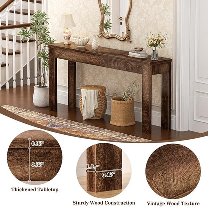 Armocity Console Table, 47" Farmhouse Wood Entryway Table, Sofa Tables Narrow Long Behind Couch, Entry Table for Entrance, Hallway, Living Room, Cracked Oak