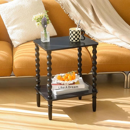 Fultyle End Tables Set of 2, Small Side Table with Storage Shelf, Nightstands for Bedroom Set of 2 for Living Room, Office and Small Spaces (Black)