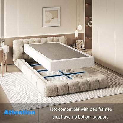 NHODIR Box Spring for Twin Bed, 7 inch Twin Size Box Spring Only, Strong Metal Frame Mattress Foundation, No Noise, Easy Assembly