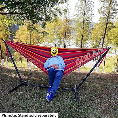 GOCAN Brazilian Double Hammock 2 Person Extra Large Canvas 250x160cm Total Length 350cm Load 500lb Cotton Hammock for Garden Outdoor and Indoor