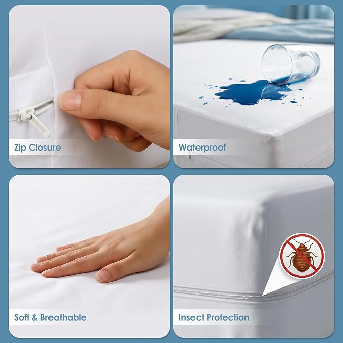 Utopia Bedding King Size Mattress Protector Zippered (Pack of 10), 100% Waterproof Mattress Encasement, Absorbent 6 Sided Mattress Cover