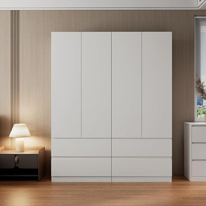 Mekminop White Armoire Wardrobe Closet with Large Capacity, 78.74" Tall Bedroom Armoire, Wooden Wardrobe Cabinet with 2 Drawers, Storage Shelves and Hanging Rod (2)