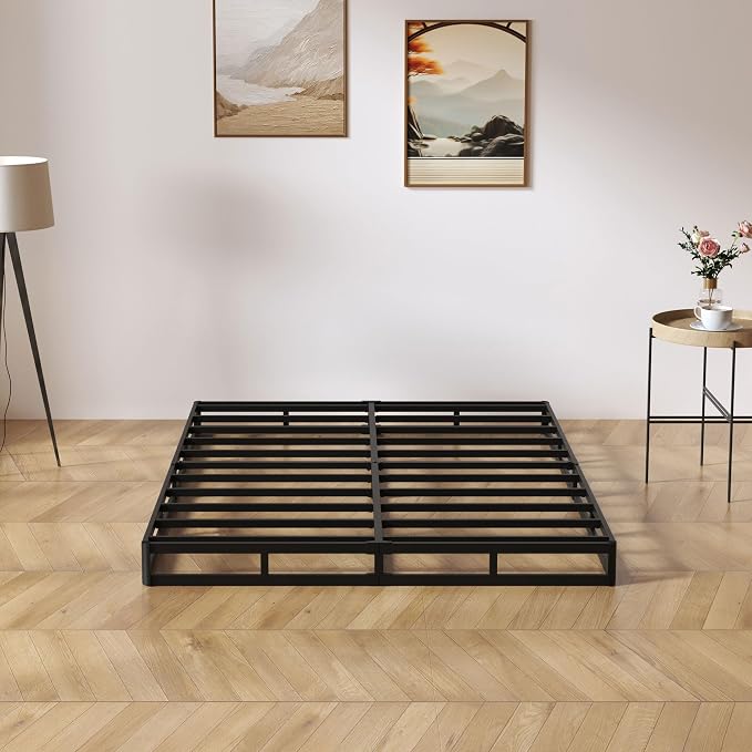 SHOANED King Size Box Springs - 5 Inch Low Profile Mattress Foundation No Noise Heavy Duty Metal Basics Bed Base with Clean Fabric Cover, Easy Assembly