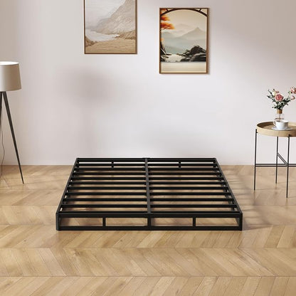SHOANED King Size Box Springs - 5 Inch Low Profile Mattress Foundation No Noise Heavy Duty Metal Basics Bed Base with Clean Fabric Cover, Easy Assembly
