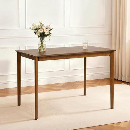 Hokway Small Dining Table for 4-6 People, 43 Inch Rectangular Solid Wood Kitchen Table for Small Space, Easy Assembly, Dining Room Table for Home, Apartment, Office, Walnut