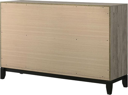 Coaster Home Furnishings - Valen - Wood - 6-Drawer Dresser with Curved Pull Handles, Groove Detailing, and Nickel Hardware - Bedroom - Light Taupe - 215913