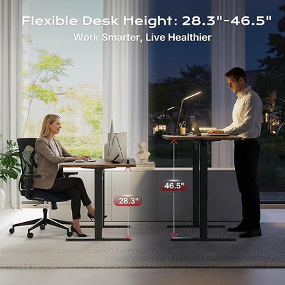 Huuger 71 X 30 Inch Electric Standing Desk with Power Outlets and USB-C Port, Height Adjustable Desk, Sit Stand Desk for Home Office, Computer Desk with 4 Presets, Stable Steel Frame, Rustic Brown