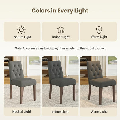 Upholstered Dining Chairs Set of 4 - Modern Parsons Kitchen & Dining Room Chair with Diamond Tufted Back, Solid Wooden Legs for Apartment, Café, Vanity