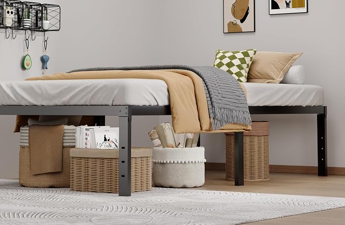 LUMUNANCE Metal Bed Frame Twin XL Size - 16 Inch Heavy-Duty Platform Bed Frame No Box Spring Needed, Easy Assembly, Noise-Free, Sturdy Mattress Foundation, Underbed Storage Space