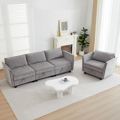 ORRD 2 Piece Modular Sectional Sofa Set, Convertible Couch with Storage, Sofa Modular for Living Room, Office (Grey)