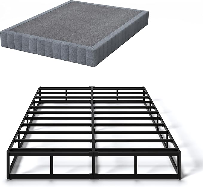 SHLAND Queen Box Spring 9 Inch High Profile Box Spring Queen Size Bed Base, Heavy Duty Metal Mattress Foundation with Fabric Cover,Easy Assembly