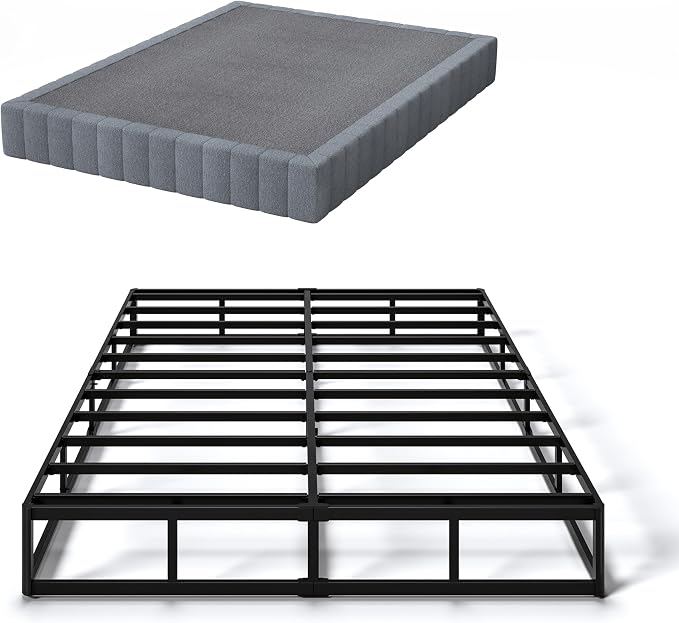 SHLAND Box Spring Full 9-Inch, Heavy Duty Metal Full Size Box Springs Mattress Foundation with Fabric Cover,Easy Assembly