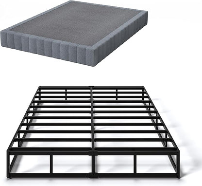 SHLAND King Box Spring, 9 Inch Box Springs King Size Basics Bed Base, Mattress Foundation, Black Heavy Duty Metal Structure with Cover,Easy Assembly