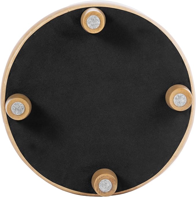 HomePop 19" Round Storage Ottoman - Sand Faux Leather
