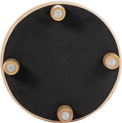 HomePop 19" Round Storage Ottoman - Sand Faux Leather
