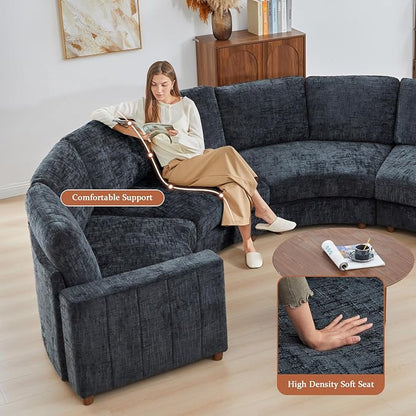 ORRD Comfy Loveset Couch, Chenille 2 Seat Sofa with Pillows, Modern Loveseat Sofa with Storage for Apartment, Living Room, Black Blue