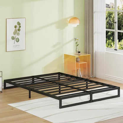 EMODA 7 Inch King Size Bed Frame No Box Spring Needed, Heavy Duty Metal Platform with Steel Slats, Noise Free, Easy Assembly, Black