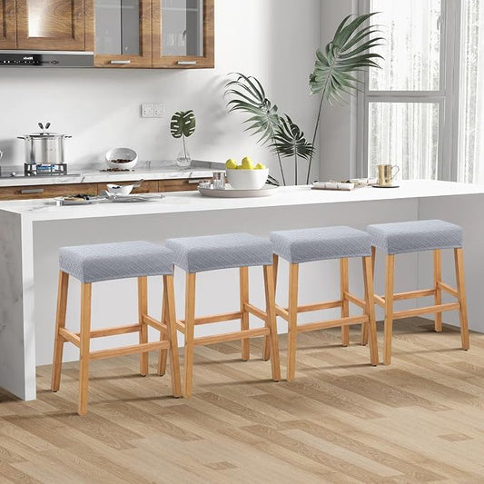 YISUN Stool Covers Rectangle - 4 Pack Stretch Waterproof Saddle Seat Cover Counter Bar Stools Bar Chairs Covers Kitchen Island Chairs Cushion Protector