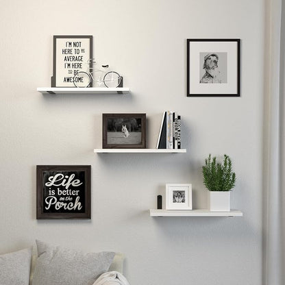 DOLLFIO Floating Shelves, 3 Sets Wall Wooden Shelves for Décor, Mounted Bathroom Shelf Storage, Book Wall, Bedroom, Living Room – White, HM02