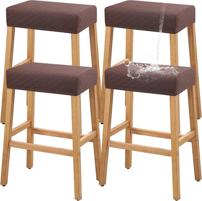 YISUN Stool Covers Rectangle - 4 Pack Stretch Waterproof Saddle Seat Cover Counter Bar Stools Bar Chairs Covers Kitchen Island Chairs Cushion Protector