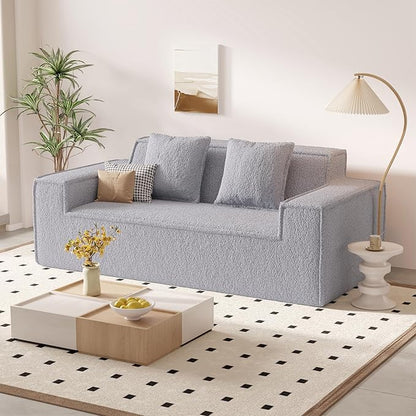 75'' Cloud Loveseat Sofa, No Assembly Required Comfy Deep Seat Couches 1 pcs for Living Room, Bedroom, Apartment(Teddy Fabric-Grey)