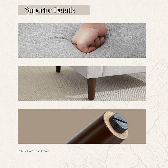 Weture Mid-Century Accent Chair,Modern Linen Fabric Armchair for Living Room,Comfy Upholstered Reading Accent Chairs for Bedroom,Single Sofa Chair with Wood Legs (Light Grey, 2 Pack)