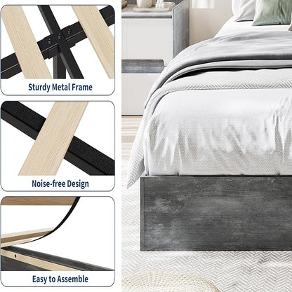 GarveeHome King Size Wood Platform Bed Frame,Wooden Bed Frame Without Headboard, Wood Slat Support,No Box Spring Needed, Easy Assembly