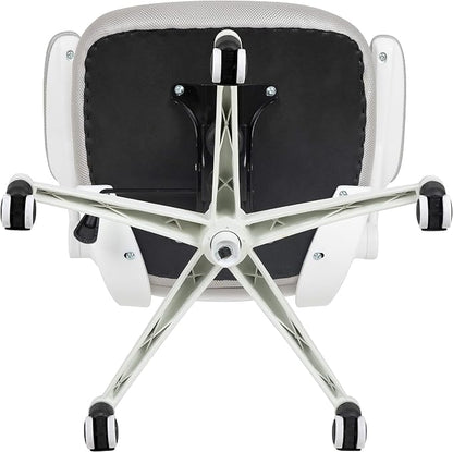 Flash Furniture Kelista Mid-Back Swivel Office Chair with Adjustable Lumbar Support and Seat Height, Ergonomic Mesh Desk Chair with Flip-Up Armrests, Gray/White