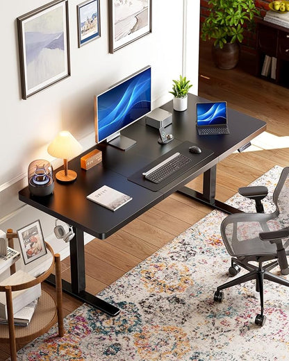 HUANUO Electric Standing Desk, 83 x 30 inch Large Height Adjustable Table, Powerful Brushless Motor, 4 Memory Preset, Sit Stand Up Desk, Home Office Computer Table with Thick T-Shaped Frame