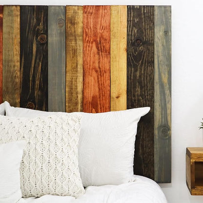 Barn Walls Harvest Mix Signature Design, Multicolored Solid Wood Headboard, Floating Panels, Wall Mount, Adjustable Height, Easy Assembly, Twin Size