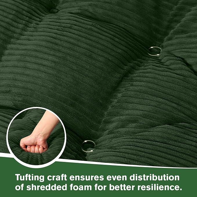 idee-home Egg Chair Cushion Replacement, Tufted Hanging Egg Chair Cushions with Corduroy Cover, Oversized Wicker Swing Cushion for Indoor Hammock Basket Chair, (Chair Not Included), 48x32 Inch