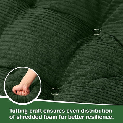 idee-home Egg Chair Cushion Replacement, Tufted Hanging Egg Chair Cushions with Corduroy Cover, Oversized Wicker Swing Cushion for Indoor Hammock Basket Chair, (Chair Not Included), 48x32 Inch