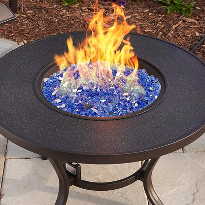 Onlyfire 10 lbs Fire Glass Rocks 1/4 Inch, Reflective Tempered Glass for Propane Fire Pit & Gas Fireplace, High Luster Firepit Glass Stones for Fire Table, Cobalt Blue (Multicolor Options Available)