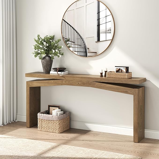 Epecoya Console Tables for Entryway 63-Inch, Wooden Sofa Tables Narrow Long Behind Couch Farmhouse, Modern Entryway Tables Rectangular for Entrance, Home, Living Room, Natural Brown