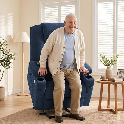 MCombo Power Lift Recliner Chair for Elderly R7510(Admiral, Large-Wide) | Oversized for Big and Tall, Heat and Massage, USB& Type C Charging Port, FSC Certified