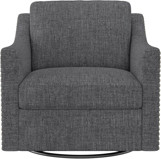 Swivel Accent Chair Set of 2，Armchair，Bronze Nail Decoration Comfy Living Room Chair,Single Sofa Chair，Reading Chairs,for Living Room Bedroom Reading Apartment (Black, 2 Black)