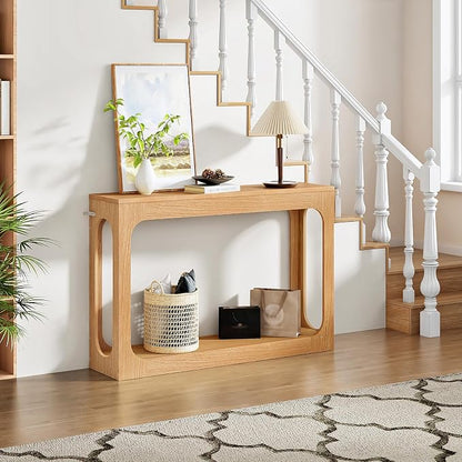 CHOEZON 47.2" Long Console Table, Entryway Table, Hallway Table, 2-Tier Behind Couch Table, Corridor Decor Stand, Narrow Rectangular with Storage for Living Room, Entry, Hallway, Light Walnut MXG03NL
