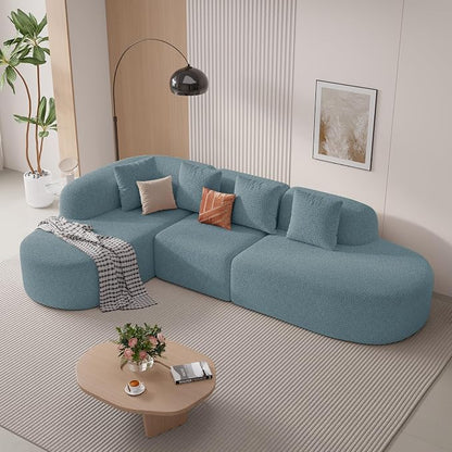 114 Inch Boneless Couches for Living Room,Modern Modular Sectional Sofa with Chaise,L-Shape Cloud Sectional Couch,No Assembly Required,Light Blue