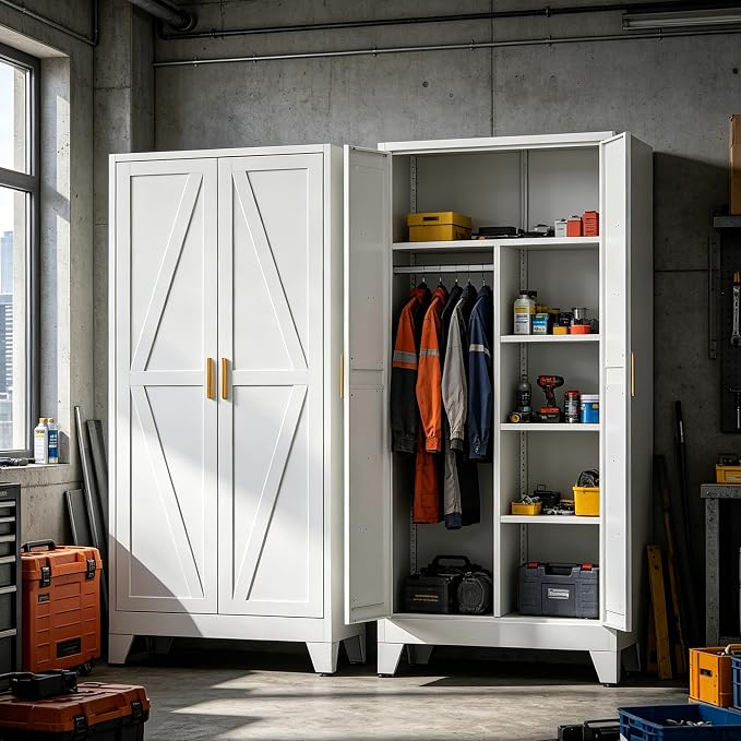 71" H Tall Pantry Cabinet with Doors,Kitchen Pantry Cabinet,Black Metal Storage Cabinets,Garage Storage Cabinet,Food Storage Cabinet with Doors and Shelves