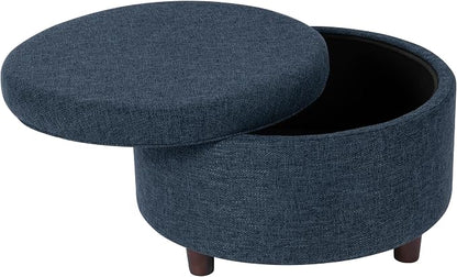 HomePop 28" Round Storage Ottoman - Textured Navy